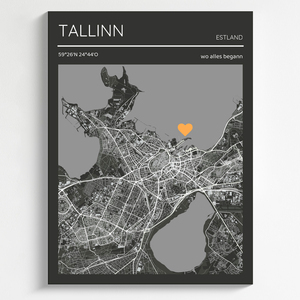 Carte Personnalisée Tallinn Noir et Blanc - Souvenir de Rencontres ou Moments Spéciaux