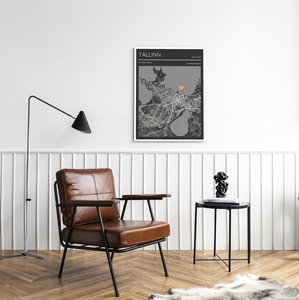Carte Personnalisée Tallinn Noir et Blanc - Souvenir de Rencontres ou Moments Spéciaux