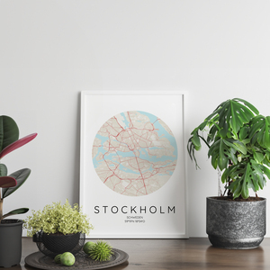 Carte Circulaire de Stockholm - Poster Personnalisé pour Amoureux de la Suède