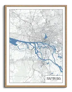 Carte de Hambourg Minimaliste - Cadeau Idéal pour Amoureux de la Ville