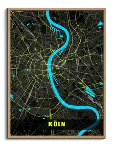 Carte noeon personnalisée Cologne - Cadeau lumineux pour amateurs de la ville