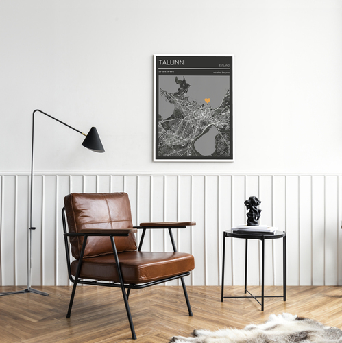 Carte Personnalisée Tallinn Noir et Blanc - Souvenir de Rencontres ou Moments Spéciaux