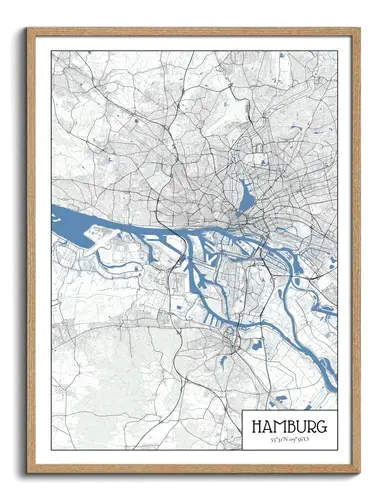 Carte de Hambourg Minimaliste - Cadeau Idéal pour Amoureux de la Ville
