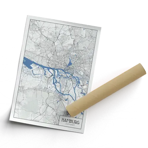 Carte de Hambourg Minimaliste - Cadeau Idéal pour Amoureux de la Ville
