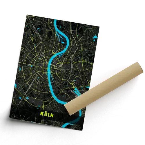 Carte noeon personnalisée Cologne - Cadeau lumineux pour amateurs de la ville