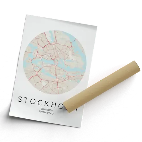 Carte Circulaire de Stockholm - Poster Personnalisé pour Amoureux de la Suède