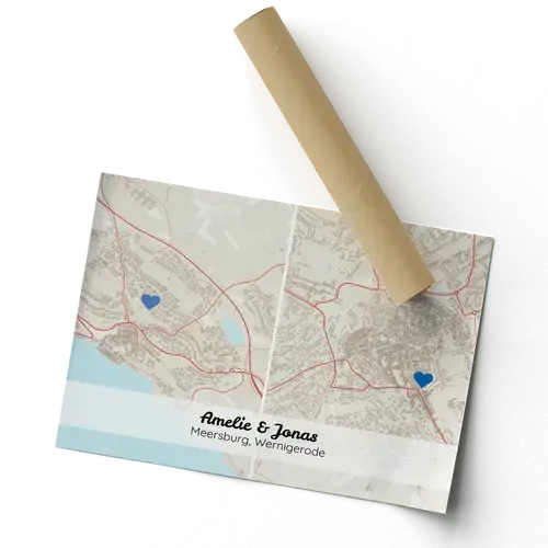 Carte Duo Personnalisée avec Symboles: Pour Couples en Villes Distinctes