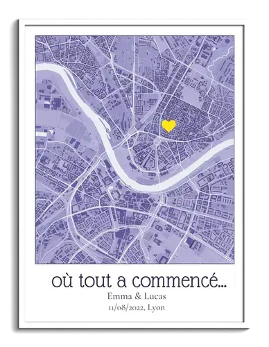 Carte personnalisée "Où tout a commencé" avec marqueur et texte individualisé