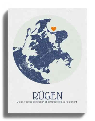 Carte personnalisée Rügen - Affiche ronde à message pour amoureux de voyages